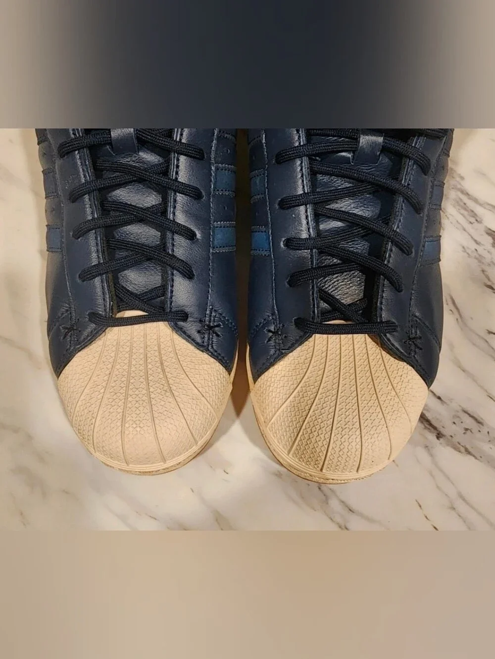 Adidas Navy and Cream High-Top Shell-Toe Sneakers Mens Size 10½